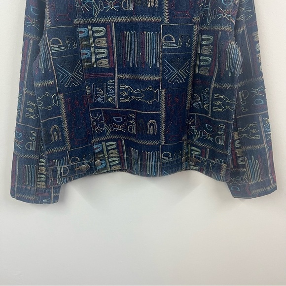 Chico’s Design Y2K Embroidered Denim Jean Jacket - Picture 9 of 14